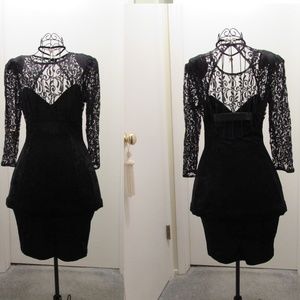 VINTAGE FOH lace scoop-back bodycon dress